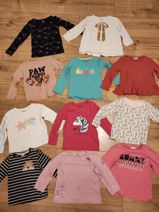 Bluzki z długim rękawem 11 szt rozmiar 98 + 4 szt gratis