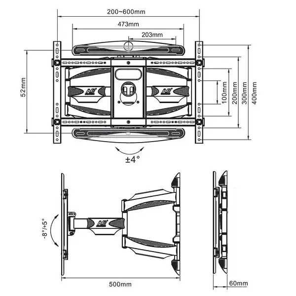 40"-85" Кронштейн для тв V-Star S65 Поворотне кріплення для телевізора