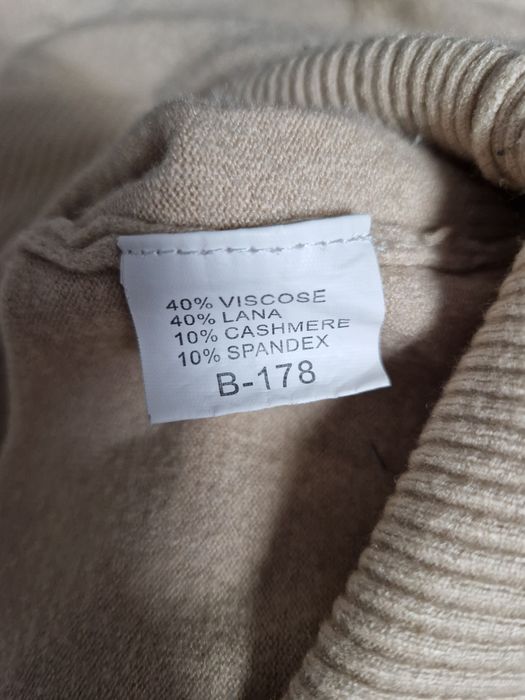 Beżowy sweter Cotton Light z wełną, rozmiar L/XL, modny