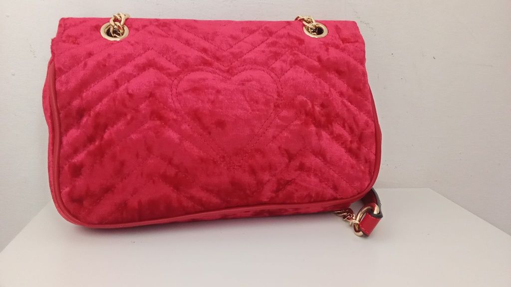 Gucci marmont Velvet handbag red  torebka