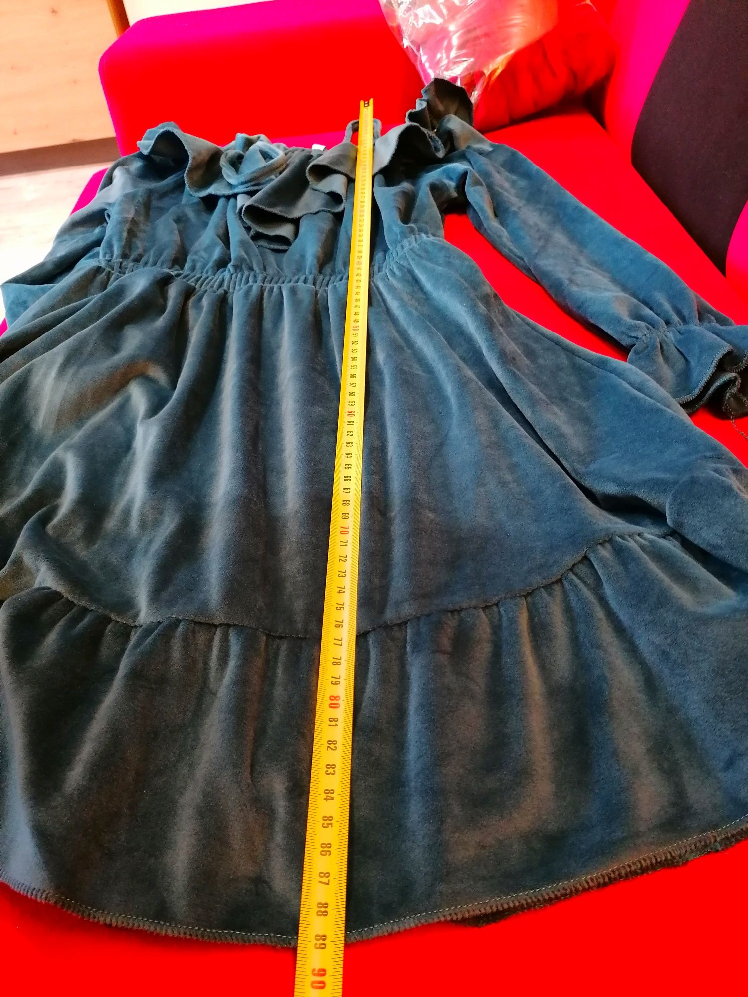Nowa welurowa sukienka morska hiszpanka do 100cm w biuscie