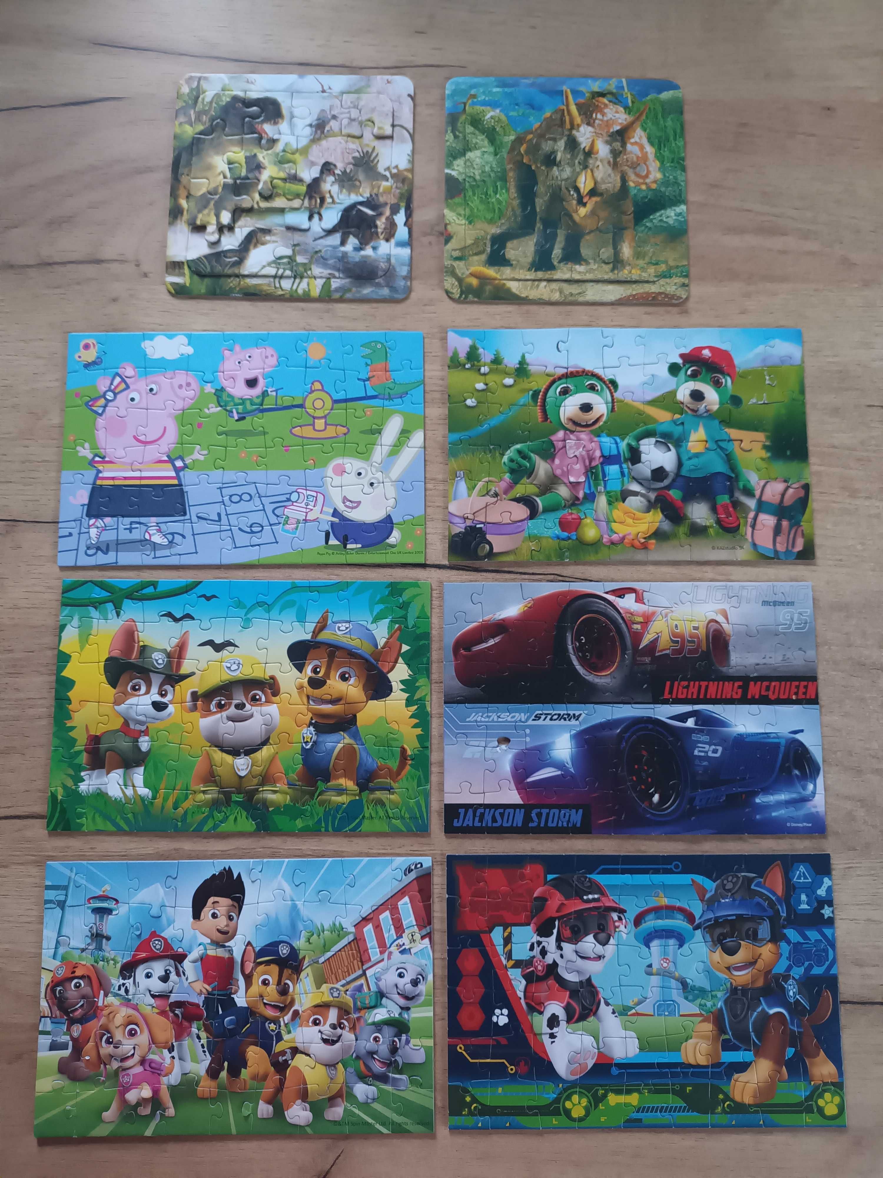 8 zestawów puzzle MINI Trefl Psi Patrol, Peppa, Auta