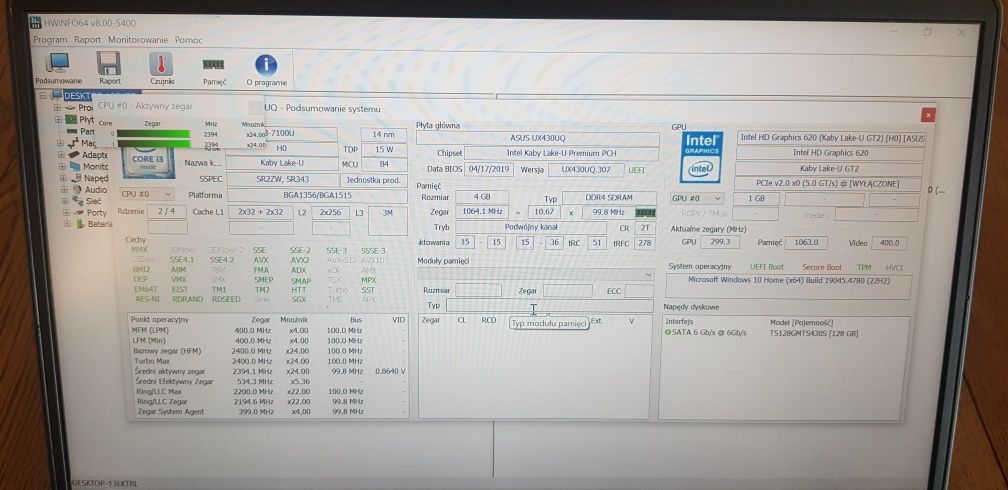 Asus Zenbook Ux430UQ i3 7100u 4GB nvidia 940MX 128GB ssd