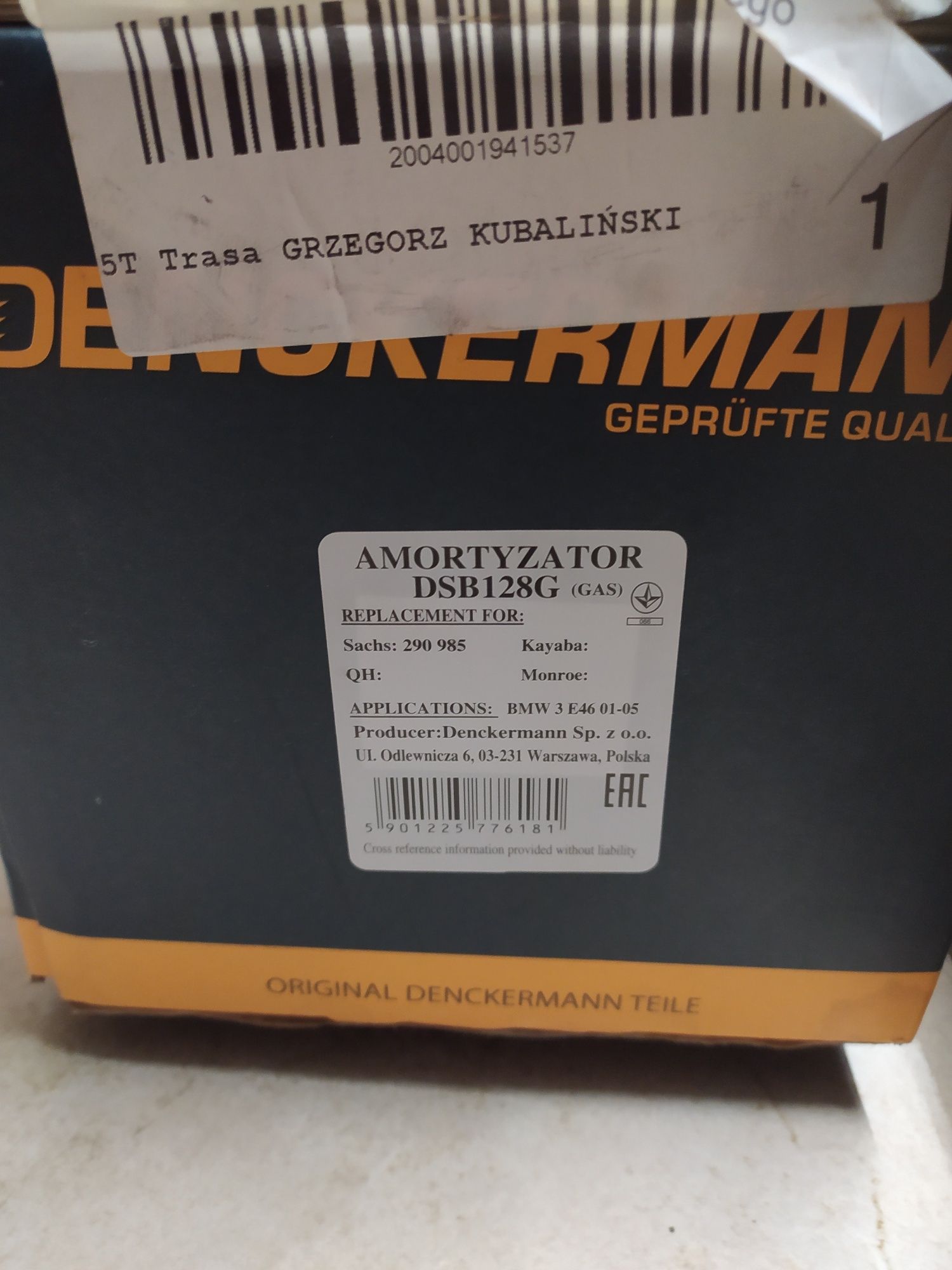 Amortyzator Denkermann DSB 128G lewy przód