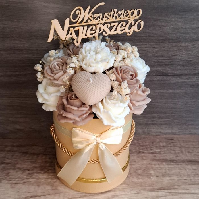 Flower Box Świece Sojowe Wieczny Bukiet Kwiaty Prezent Urodziny Dzień