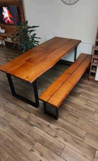 Piękny duży jesionowy stół+ławka