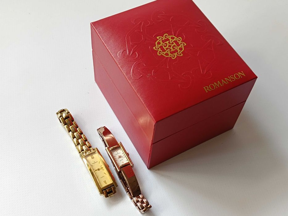 Женские наручные часы Romanson позолота 23k gold plated - 2шт