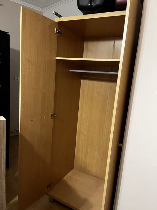 Duża pojemna szafa dwudrzwiowa salon pokój rurka na wieszaki i półka