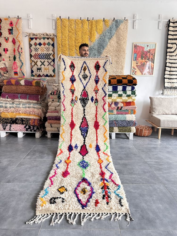 Marokański runner, handmade, wełna owcza, orient, dywan do korytarza