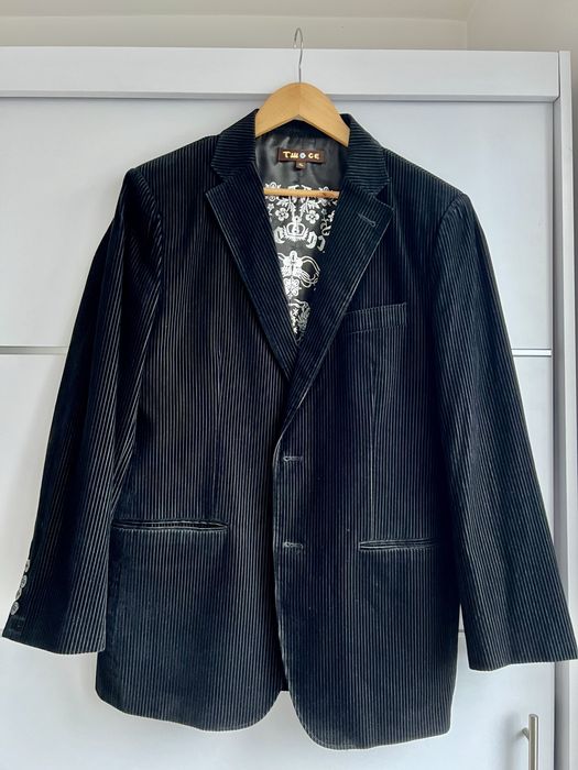 Meska Marynarka Sztruksowa Czarna Large Nowa