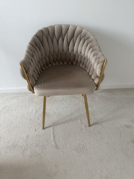 Krzesło welurowe Marbella beżowe 4 sztuki