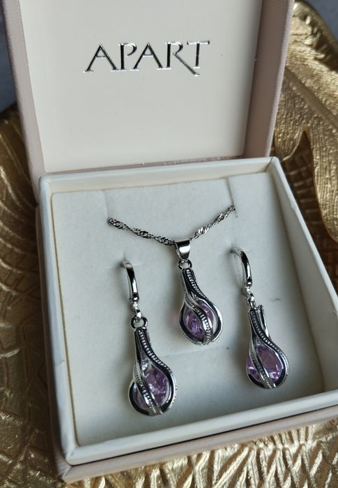 Komplet Apart srebro 925 biżuterii łańcuszek kolczyki zestaw ko