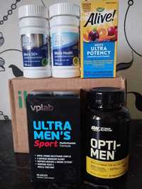 Витамины женские и мужские  Оптимен, Аливе, one daily, Ultra mens.
