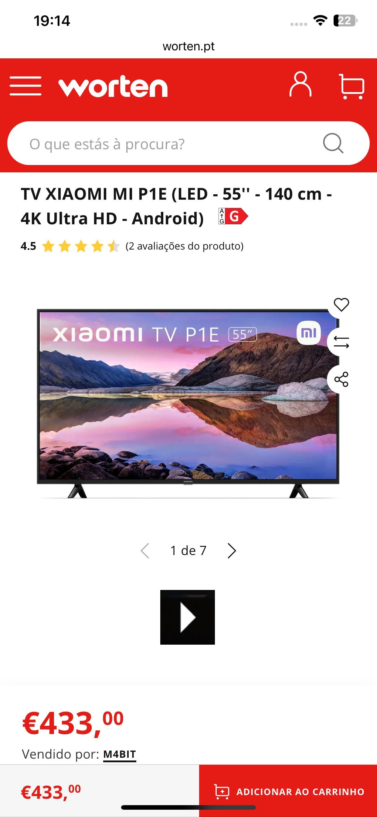 TV Xiaomi 55 semi nova