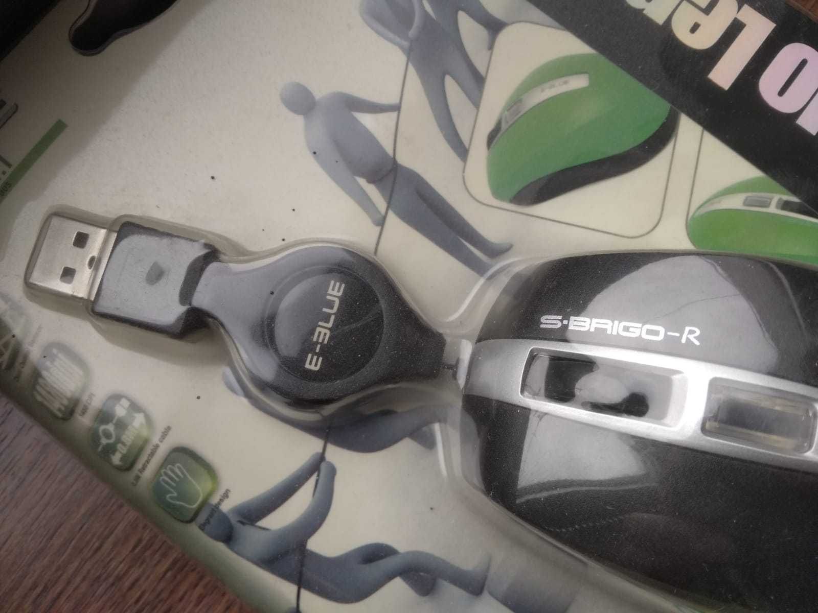 Mała myszka ze zwijanym kabelkiem laptop nowa e-blue s-bringo R