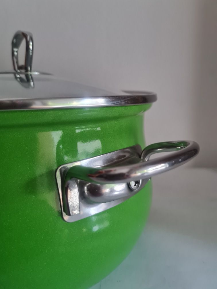 Garnek emaliowany Glosa 4l zieleń awokado Emalia Olkusz