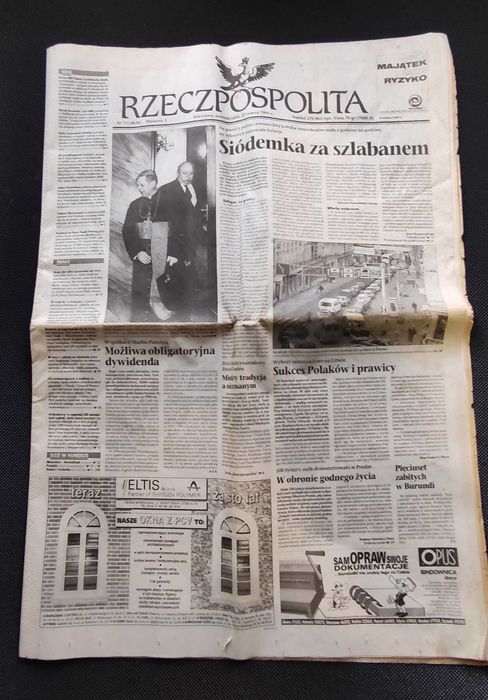 Stara ''RZECZPOSPOLITA'' Nr.73 (4026) Wyd.3 Poniedziałek 27 Marca 1995
