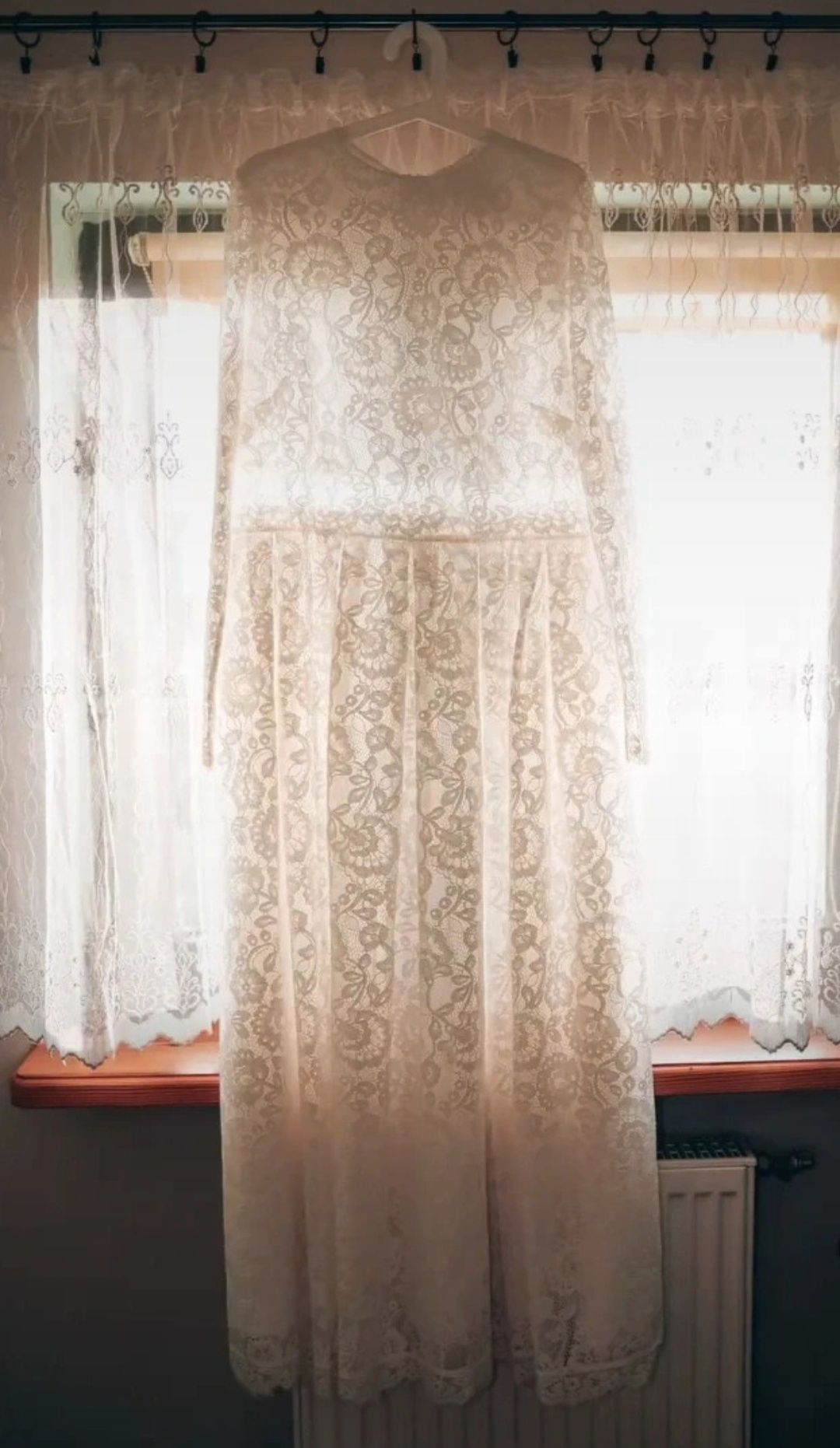 Suknia ślubna koronkowa XXXL 46 długi rękaw