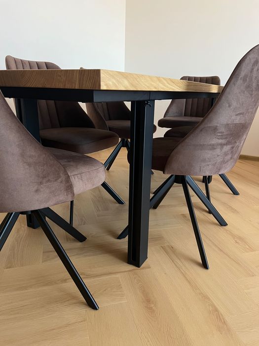Stół dębowy lity z dostawkami rozkładany loft dąb