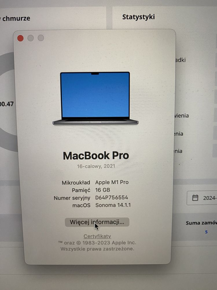 Macbook Pro M1 16gb 1Tb 16cali
