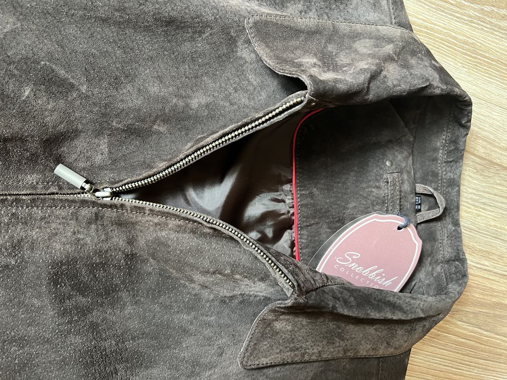 kurtka skórzana zamszowa męska marynarka brązowa jesienna 56 XL / XXL