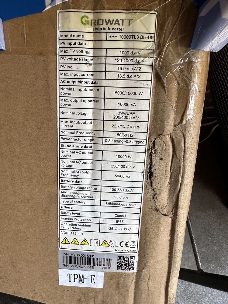 Гібрийдний інвертор GROWATT SPH 10000 TL3 BH-UP On-Grid, 10000 Вт