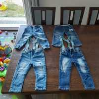 Paka/zestaw: 4 sztuki jeansów/ spodni (2 z szelkami) dla chłopca. Rozm