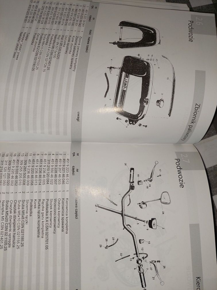 Nowy Katalog czesci instrukcja obsługi rama silnik jawa 50 mustang