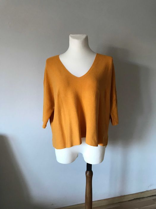 Tunika żółta oversive bluzka z dzianiny sweter nietoperz r. 38 / 40