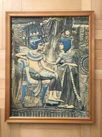 Grafika egipska w ramce drewnianej