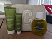 Creme+Leite corporal+perfume+bolsa - Coffret Clarins - Novo