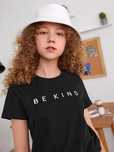 T-shirt Criança Preta Estampado BE KIND