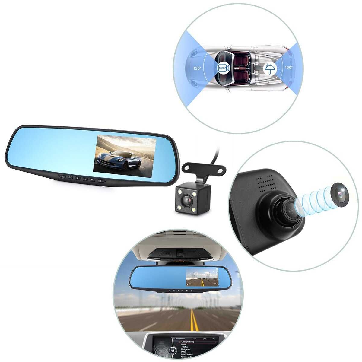 Espelho retrovisor com camara DVR e camara de estacionamento – Novo