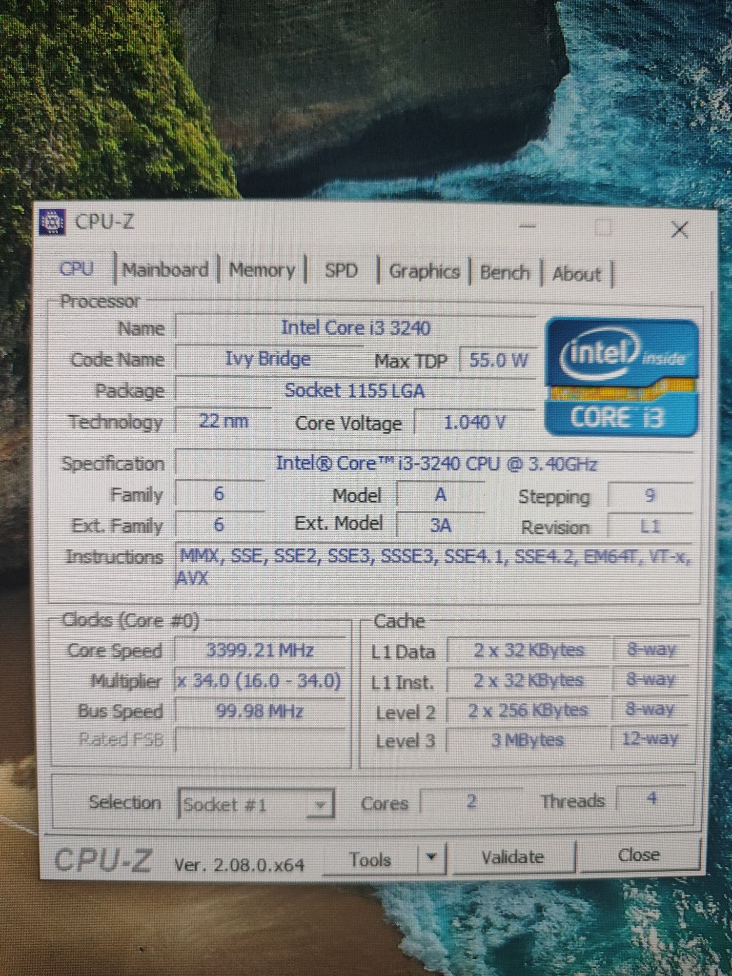 Комплект Core i3-3240 + Asus P8H61-I LX R2.0 + 8GB DDR3
