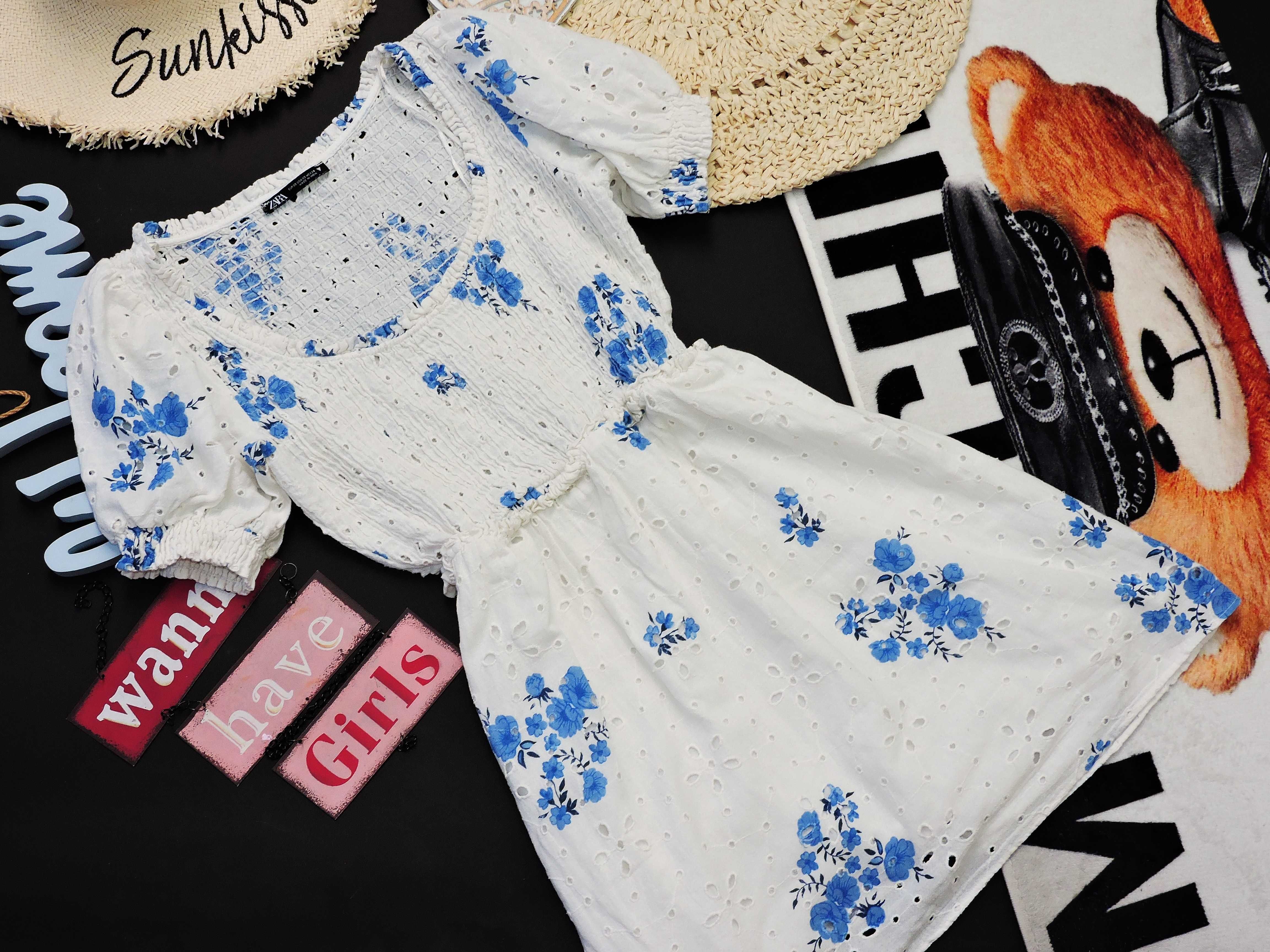 Zara Śliczna bawełniana sukienka w stylu boho XS
