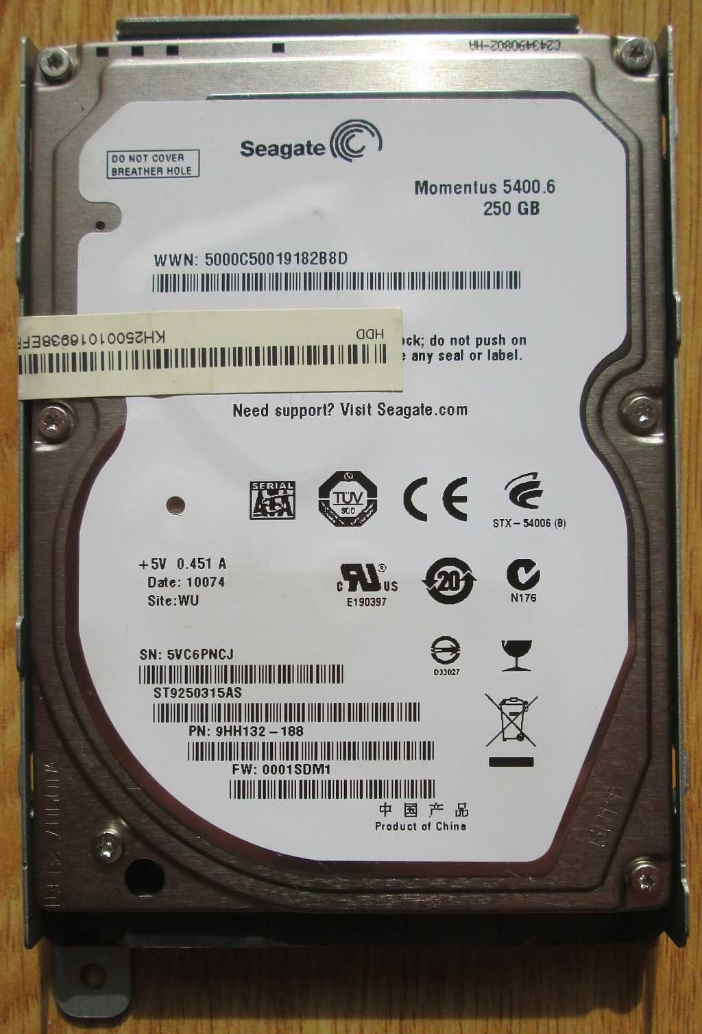 Dysk Seagate 250 GB 2.5" SATA II.