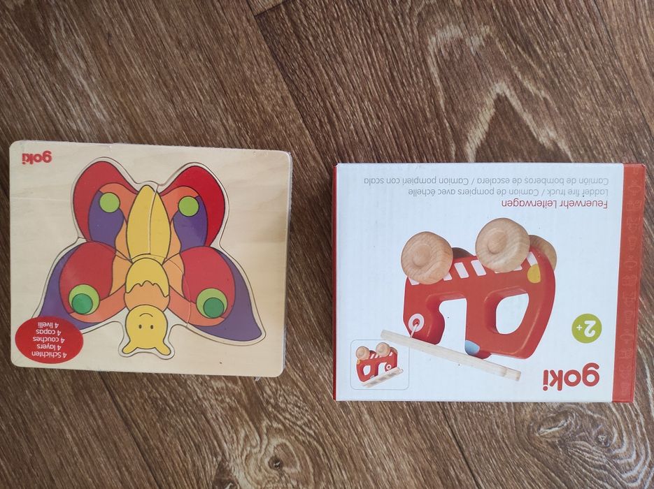 Метелик бабочка пожарна машина дерев'яна пазл іграшки дитячі  Goki