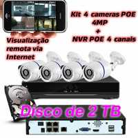 sistema de video vigilancia NVR POE 4 canais 4 cameras IP POE 4MP 2tb