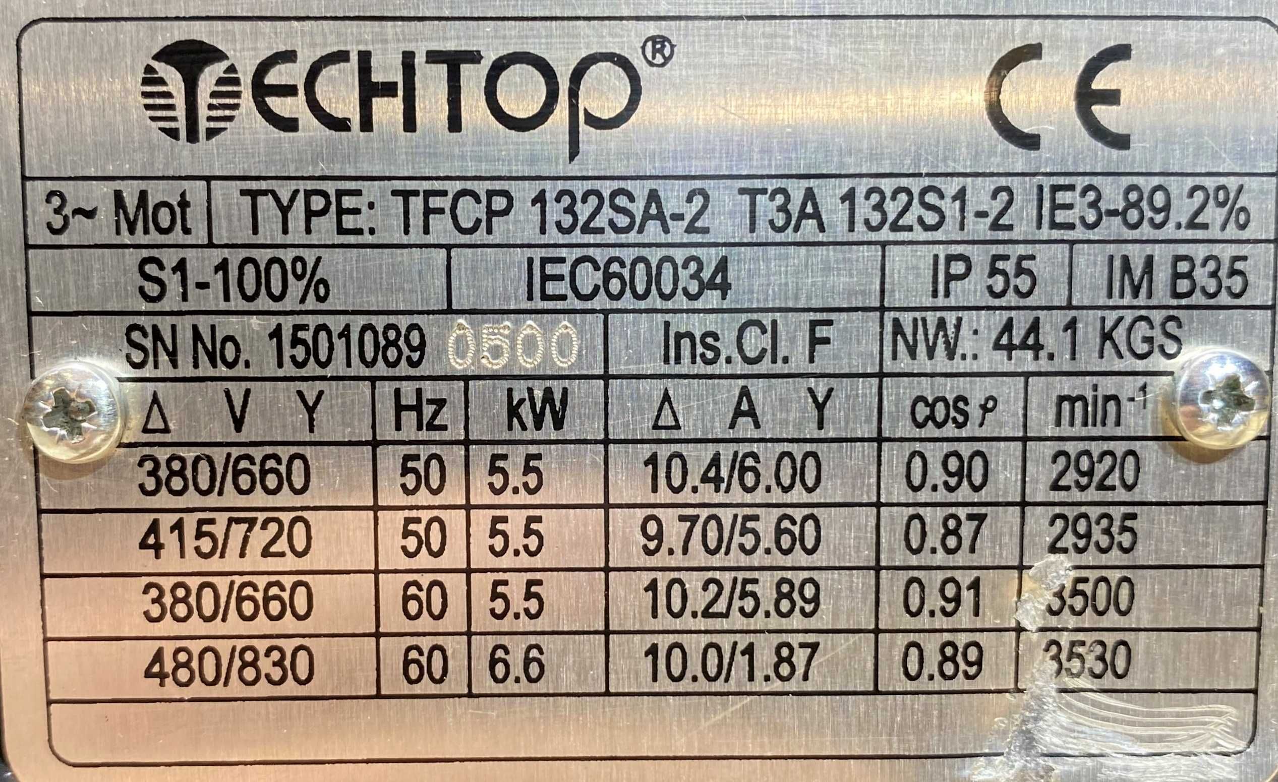 silnik elektryczny 5,5kW 2920obr.