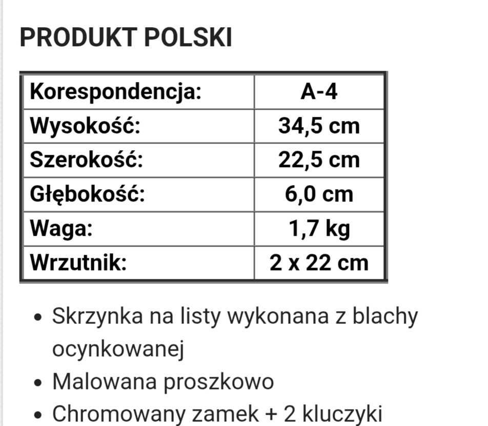 Sprzedam skrzynkę na listy