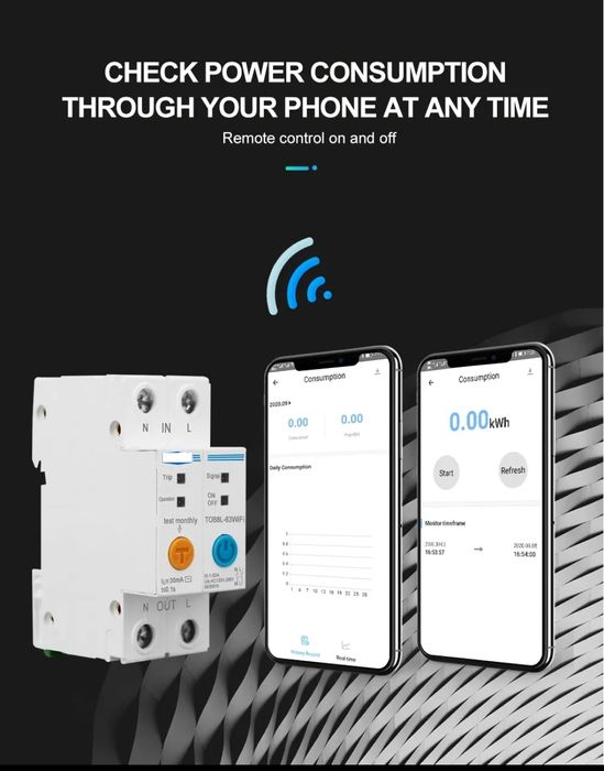 Wi-Fi Діф. Aвтомат АС/2Р/63А. "TOMZN"