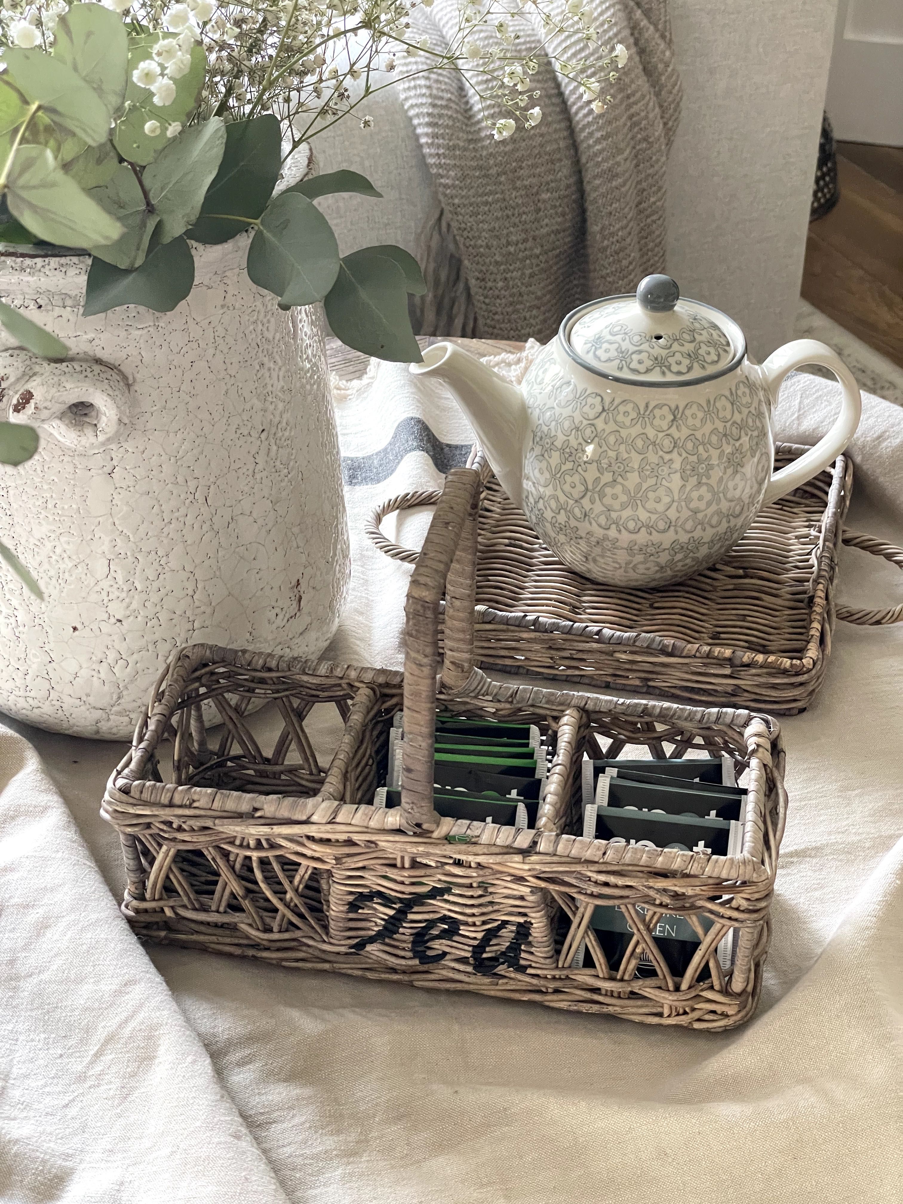 Pojemnik koszyk na HERBATĘ 25x11x19 cm z rattanu naturalny RATTAN