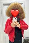 Kurtka puchowa Moncler czerwona damska
