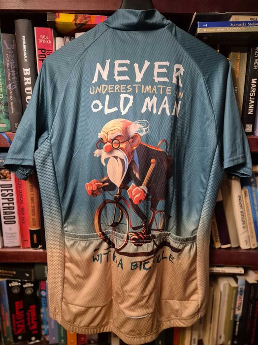 Koszulka rowerowa "Never Underestimate Old Men with a Bike" zielona L