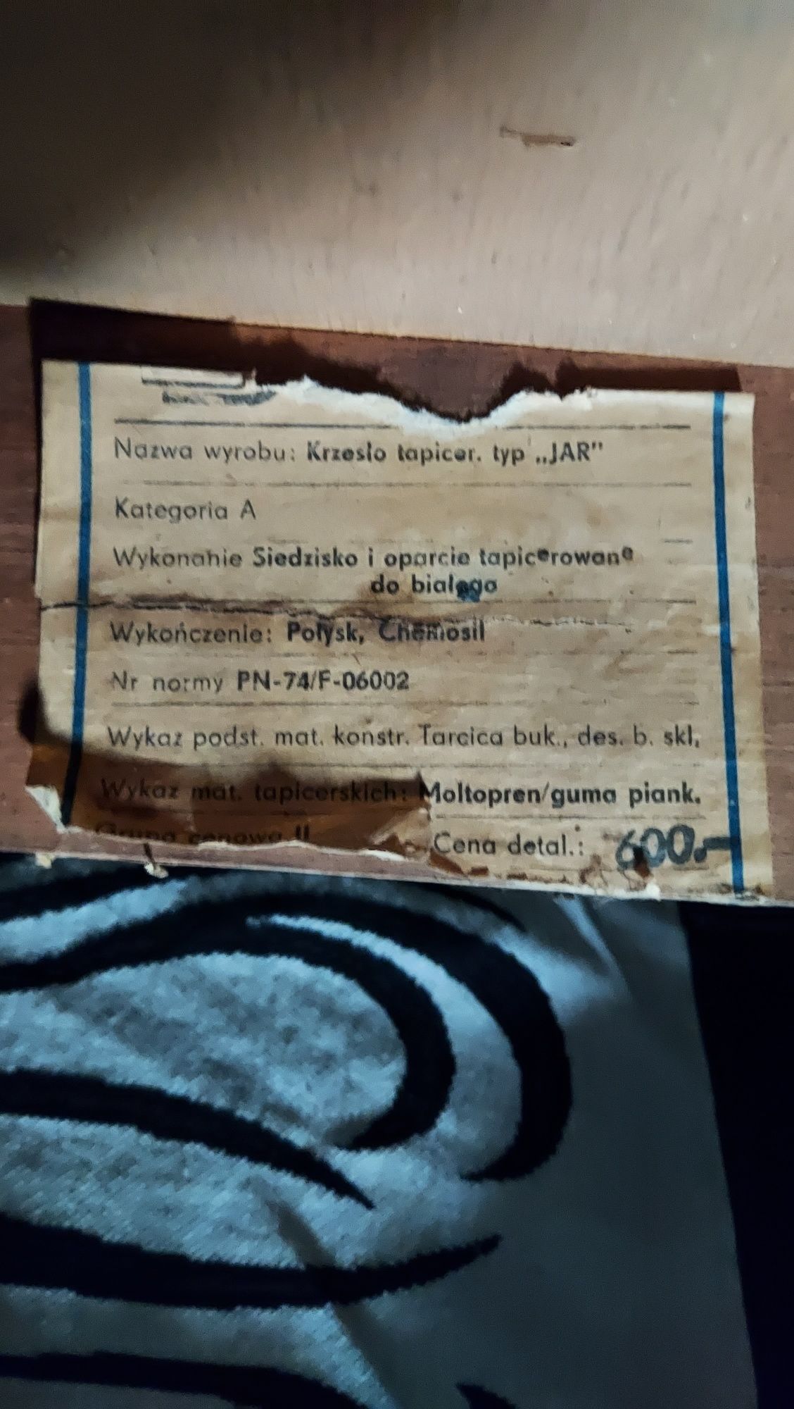 Krzesło tapicerowane JAR lata 60