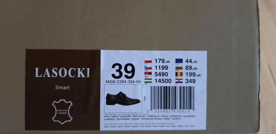 Buty męskie Lasocki 39 długość wkładki 26.5 cm.