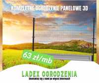 PROMOCJA Kompletne ogrodzenie panelowe 3D 123cm z podmurówką