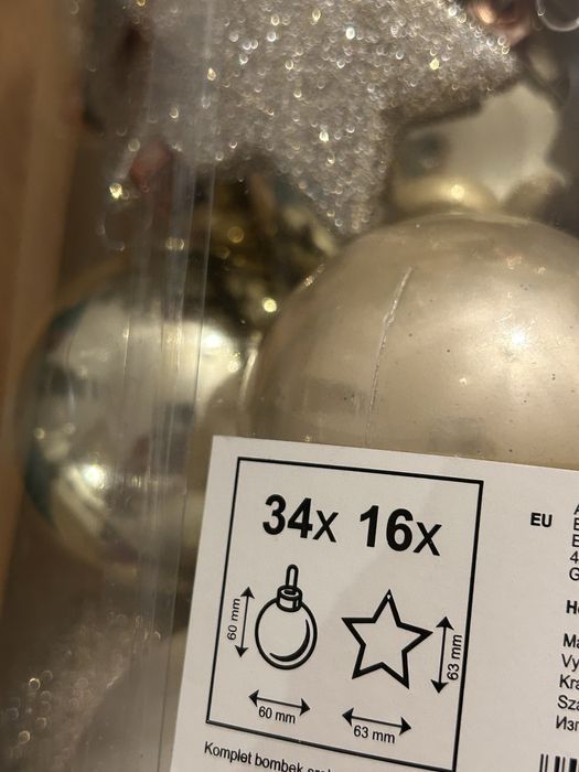 Komplet złotych bombek 48 szt. + gwiazda