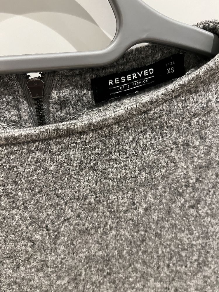 melanżowy szary sweter xs 34 reserved elegancki sweterek rękaw 3/4