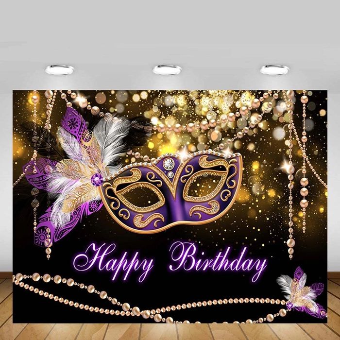 Ścianka tło 210 x 150 cm Happy Birthday urodziny karnawał sylwester